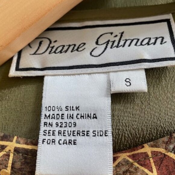 Choice: DIANE GILMAN 100% SILK l/s TUNIC Tops* RED GOLD or OLIVE Green GOLD ~ S - Picture 14 of 14